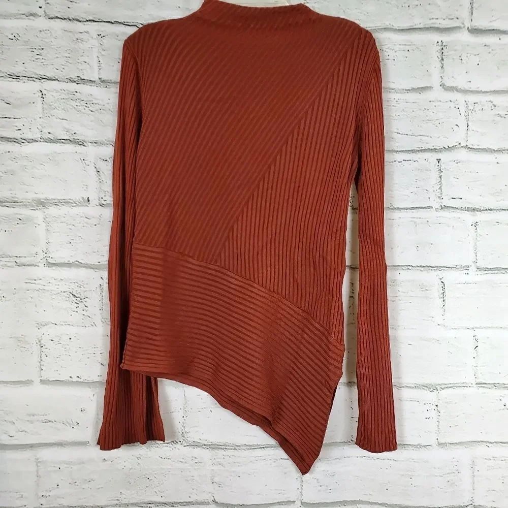 Topshop mock neck ribbed asymmetrical sweater
